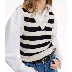 Divided H&M top black white sweater vest women's size xxl 2x 2xl